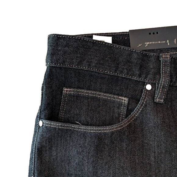 NWT PERRY ELLIS jeans Sz 32 x 32 SLIM FIT STRAIGHT LEG STRETCH LOW Dark Indigo - Picture 4 of 14